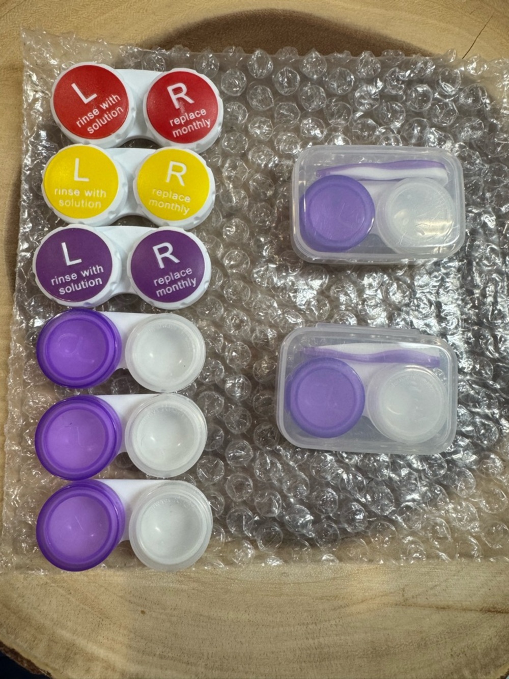 Colorful Contact Lens Case Set with Purple Accents